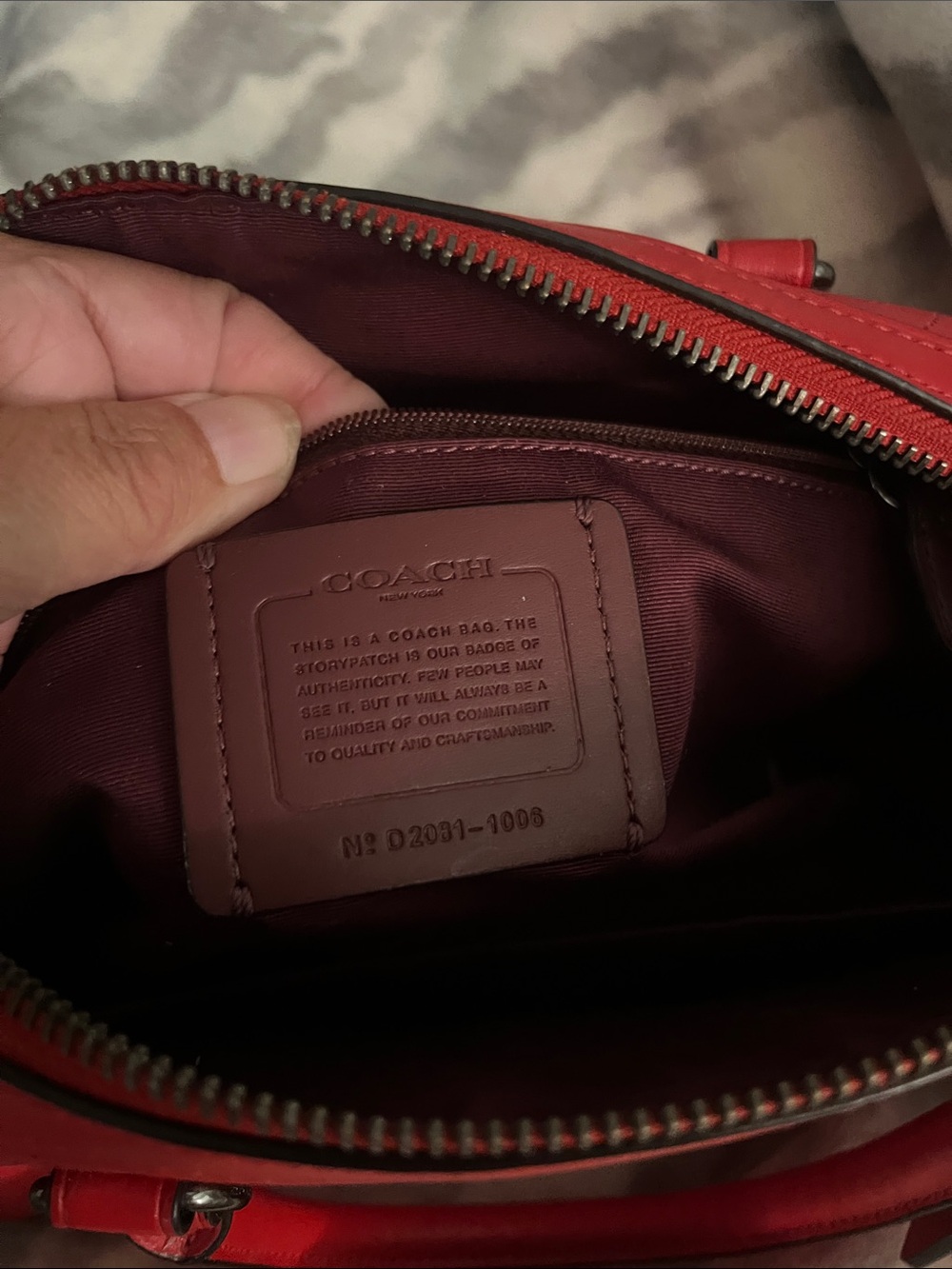 Coach Red Perforated Signature Leather Satchel - Picture 2 of 5